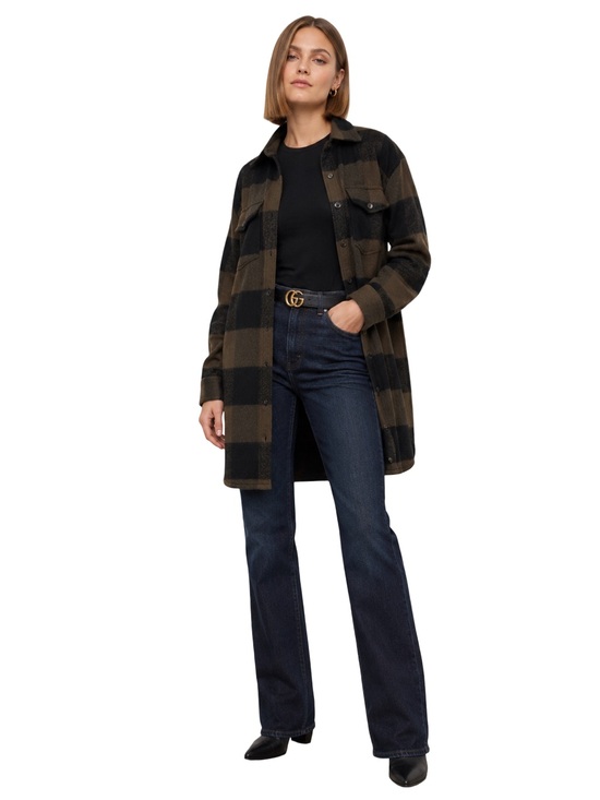 James Perse Jackets & Blazers - James Perse Wool Long Shacket XS Brown Black Buffalo Plaid Oversized Neutral